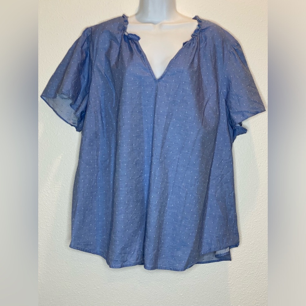 Lane Bryant Women’s 100%Cotton Short Sleeve Blue Blouse Size 26